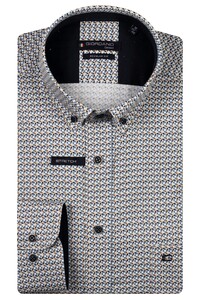 Giordano Ivy Abstract Graphic Pattern Button-Down Satin Stretch Overhemd Navy-Multi