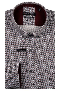 Giordano Ivy Abstract Graphic Pattern Button-Down Satin Stretch Shirt Deep Mauve-Multi
