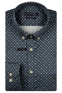 Giordano Ivy Abstract Mini Floral Graphic Satin Stretch Button-Down Overhemd Groen-Multi
