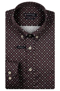 Giordano Ivy Abstract Mini Floral Graphic Satin Stretch Button-Down Shirt Deep Mauve-Multi