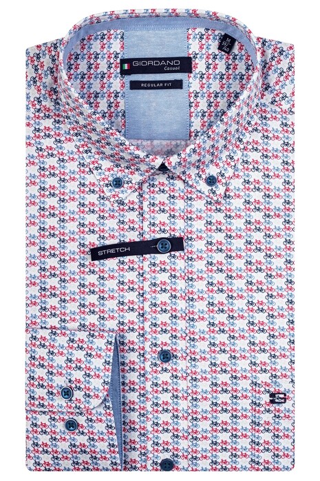 Giordano Ivy Allover Bicycles Shirt Red-Blue