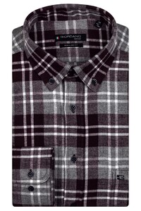 Giordano Ivy Brushed Flannel Check Overhemd Donker Rood