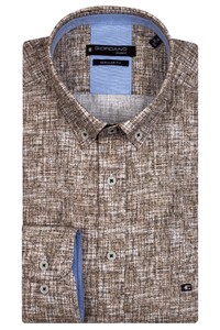 Giordano Ivy Button Down Brushed Check Design Overhemd Donker Camel