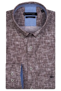 Giordano Ivy Button Down Brushed Check Design Overhemd Mahogany