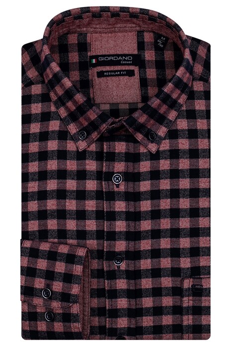 Giordano Ivy Button Down Brushed Check Shirt Red