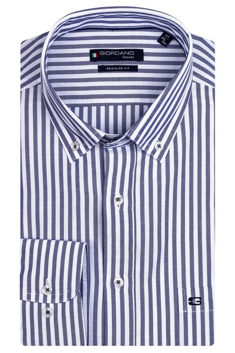 Giordano Ivy Button Down Classic Stripe Shirt Navy