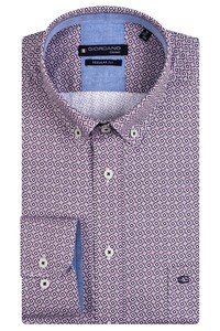 Giordano Ivy Button Down Cotton Satin Fantasy Pattern Shirt Purple