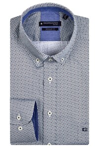 Giordano Ivy Button Down Cotton Satin Fantasy Pattern Shirt Turquoise