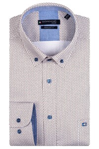Giordano Ivy Button Down Cotton Satin Mini Pattern Overhemd Zand