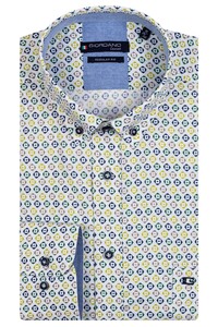 Giordano Ivy Button Down Cotton Slub Multi Pattern Overhemd Groen-Multi