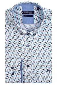 Giordano Ivy Button Down Cotton Slub Multi Pattern Overhemd Petrol-Multi