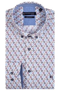 Giordano Ivy Button Down Cotton Slub Multi Pattern Shirt Purple-Multi