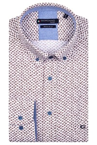 Giordano Ivy Button Down Fine Fantasy Pattern Overhemd Donker Bruin