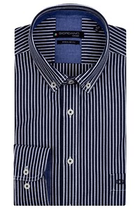 Giordano Ivy Button Down Fine Stripe Design Overhemd Dark Navy