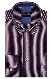 Giordano Ivy Button Down Fine Stripe Design Overhemd Donker Rood