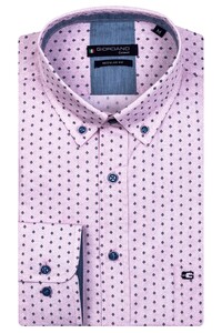 Giordano Ivy Button Down Fine Wave Pattern Diamond Shape Contrast Shirt Soft Pink
