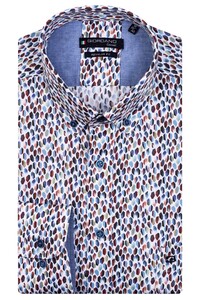 Giordano Ivy Button Down Graphic Colorful Pattern Shirt Light Blue-Multi