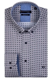 Giordano Ivy Button Down Graphic Flowers Pattern Overhemd Paars