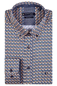 Giordano Ivy Button Down Graphic Pattern Overhemd Geel-Blauw