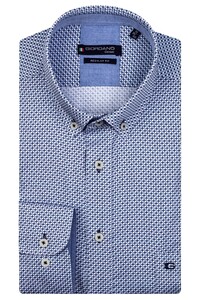 Giordano Ivy Button Down Graphic Star Fantasy Pattern Shirt Light Blue