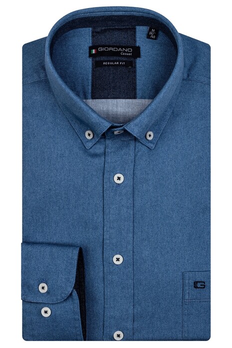 Giordano Ivy Button Down Melange Oxford Overhemd Midden Blauw