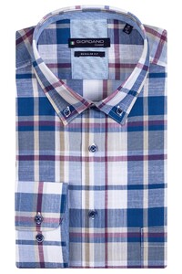 Giordano Ivy Button Down Multi Check Overhemd Paars-Multi