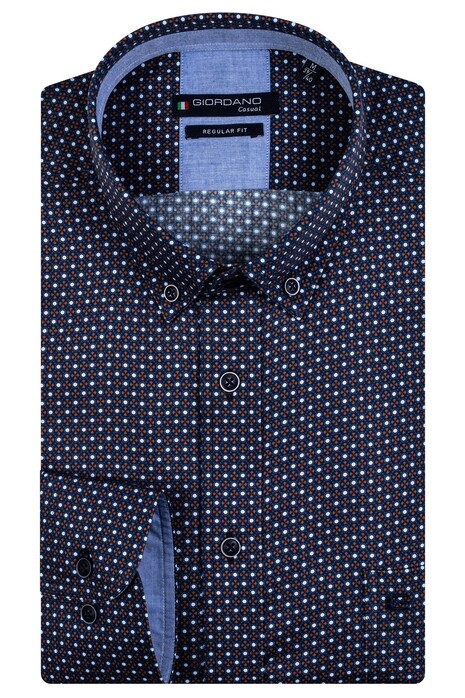 Giordano Ivy Button Down Multi Dots Micro Fantasy Pattern Overhemd Navy