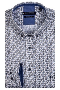 Giordano Ivy Button Down Multi Fantasy Triangle Dots Pattern Shirt White-Brown