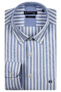 Giordano Ivy Button Down Oxford Stripe Overhemd Licht Blauw