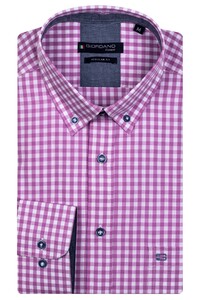 Giordano Ivy Button Down Small Check Overhemd Lila
