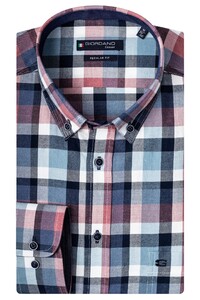 Giordano Ivy Button Down Soft Twill Check Overhemd Dark Navy