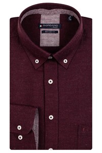 Giordano Ivy Button Down Two Tone Brushed Twill Cotton Wool Shirt Dark Red