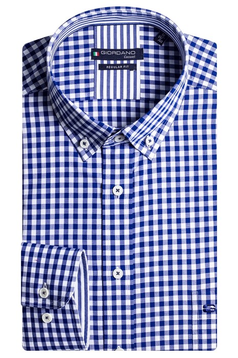 Giordano Ivy Button Down Two Tone Check Overhemd Navy