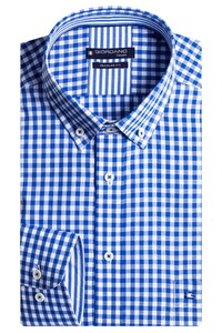 Giordano Ivy Button Down Two Tone Check Shirt Blue