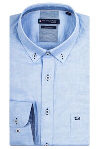 Giordano Ivy Button Down Two-Tone Plain Slub Overhemd Blauw