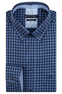 Giordano Ivy Button Down Two Tone Small Check Overhemd Blauw