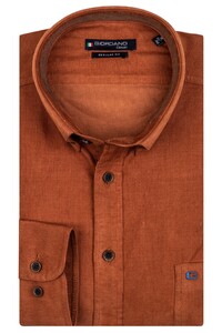 Giordano Ivy Button Down Uni Fine Ribcord Overhemd Donker Oranje