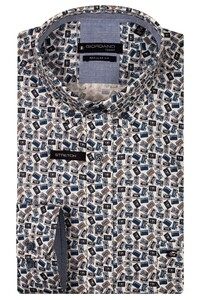 Giordano Ivy Casette Tape Fantasy Pattern Button Down Overhemd Navy