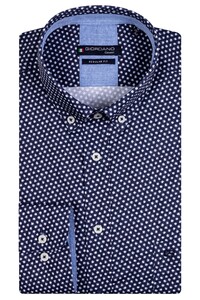 Giordano Ivy Casual Button Down Stretched Dots Pattern Overhemd Navy