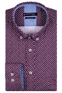 Giordano Ivy Casual Button Down Stretched Dots Pattern Overhemd Paars