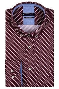 Giordano Ivy Casual Button Down Stretched Dots Pattern Overhemd Rood