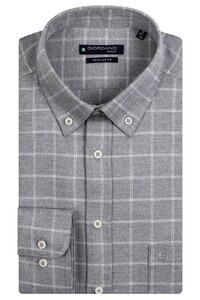 Giordano Ivy Check Two Sided Brushed Twill Overhemd Grijs