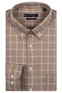 Giordano Ivy Check Two Sided Brushed Twill Overhemd Zand