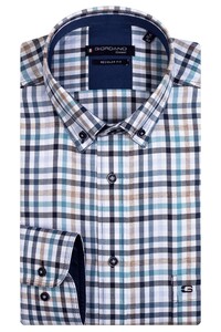 Giordano Ivy Classic Multicolor Check Shirt Ocean Blue-Beige