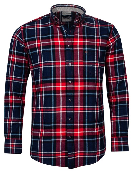 Giordano Ivy Classic Tartan Flannel Check Shirt Red-Navy