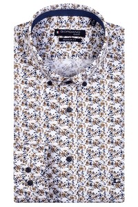 Giordano Ivy Fantasy Circle Pattern Button Down Overhemd Wit-Oker
