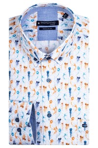 Giordano Ivy Fantasy Jellyfish Pattern Overhemd Oranje-Blauw