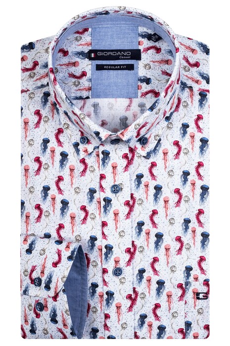 Giordano Ivy Fantasy Jellyfish Pattern Shirt Red-Blue