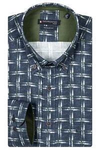 Giordano Ivy Fantasy Woven Check Overhemd Donkergroen-Navy