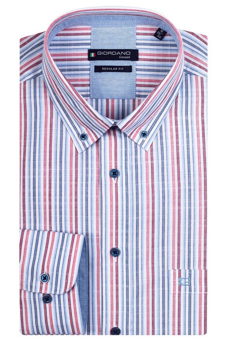 Giordano Ivy Fine Multicolor Stripes Overhemd Rood-Blauw